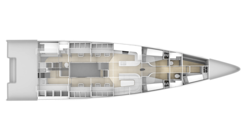 YYachts custom build carbon yacht cabin layout
